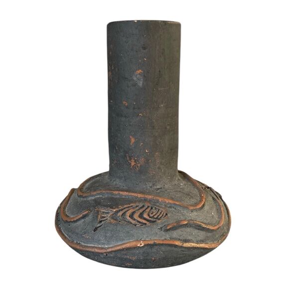 Dark Brown and Orange Colin Thorburn CT Fish Design Vintage Vase - Picture 1 of 9